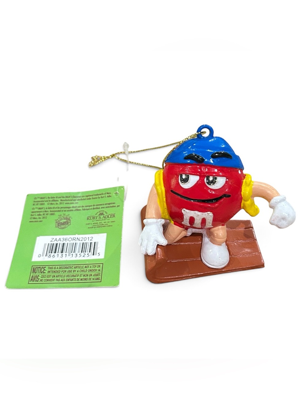 NWT 2012 Kurt S. Adler M&M’s Red Mascot Sledding Christmas Ornament